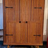 Wicker rattan bamboo wardrobe 1950 1960