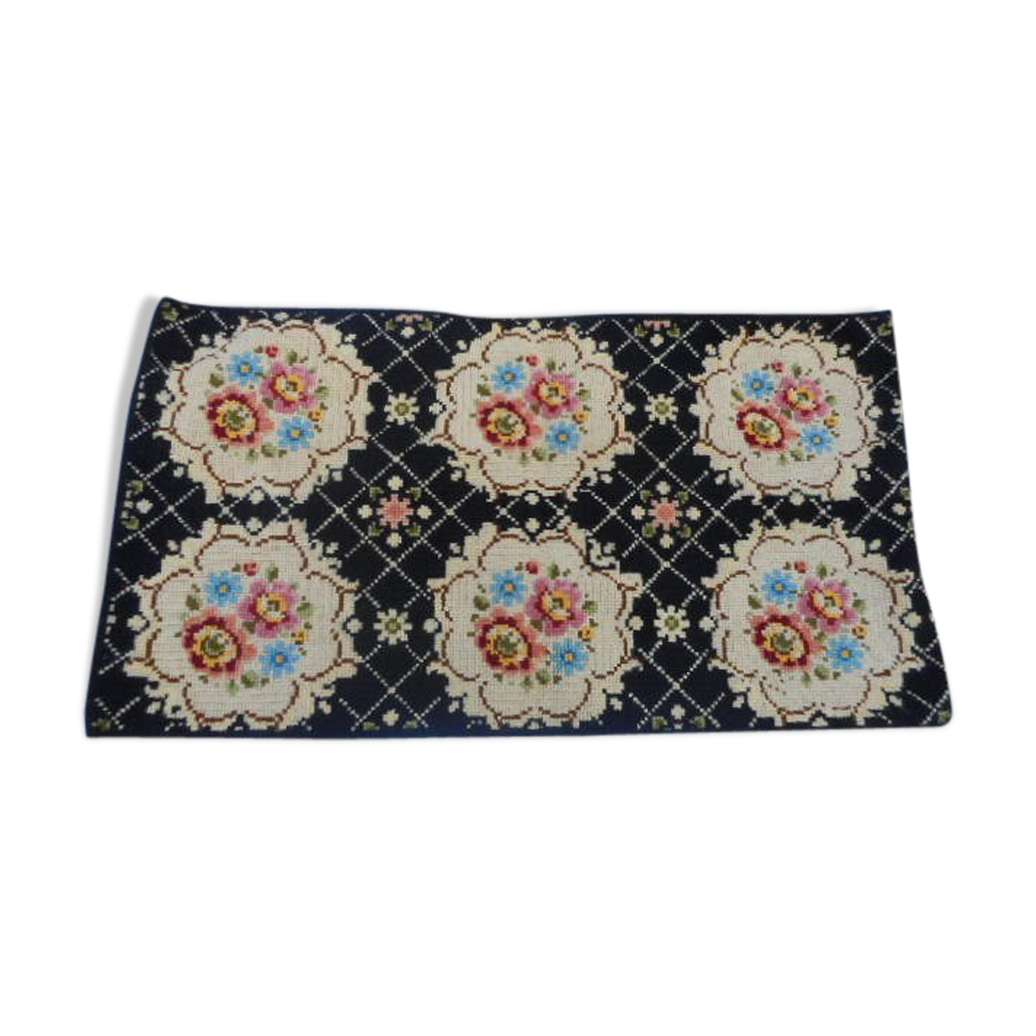 Carpet wool flowers 1940'70x140cm