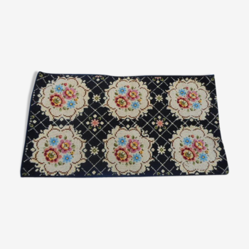 Tapis laine fleurs 1940' 70x140cm