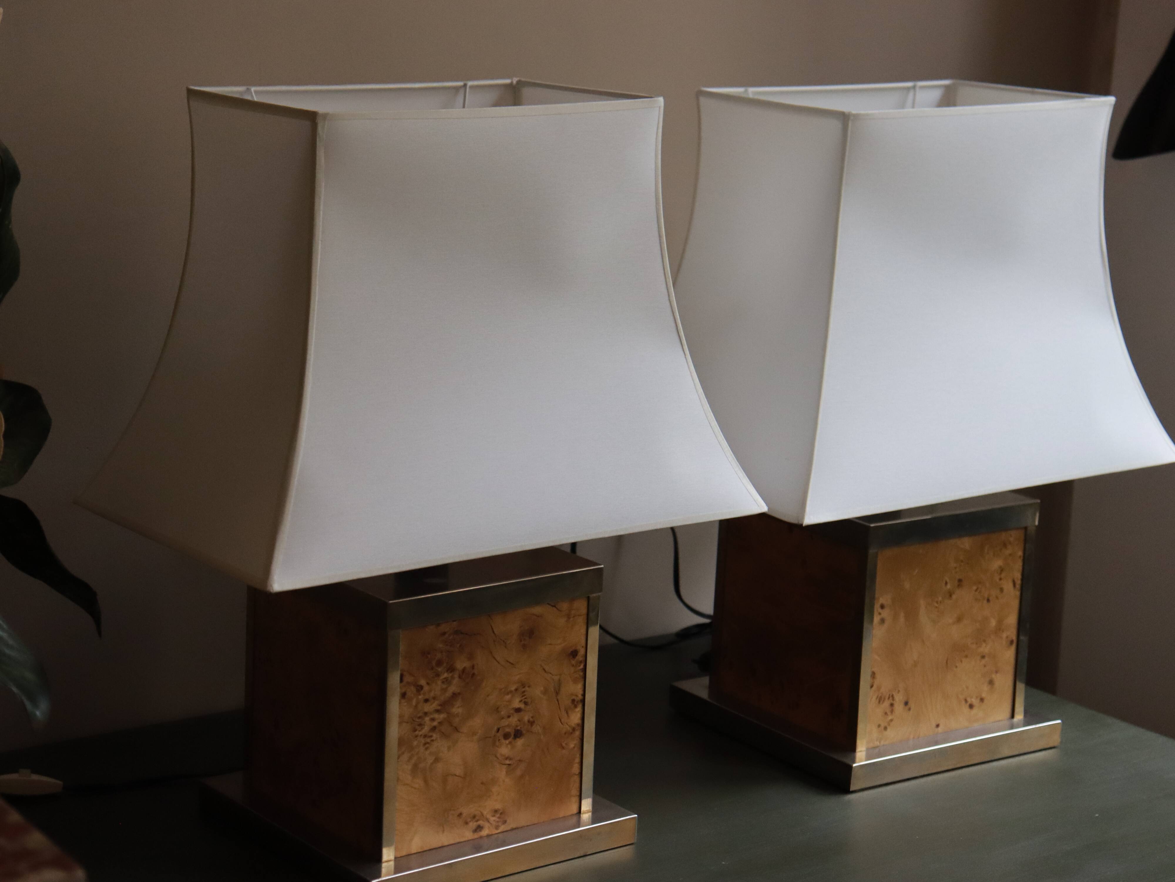 Pair of elm magnifying lamps, 1970s