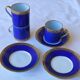 3 royal blue and gold cups and saucers - Royal Limoges porcelain