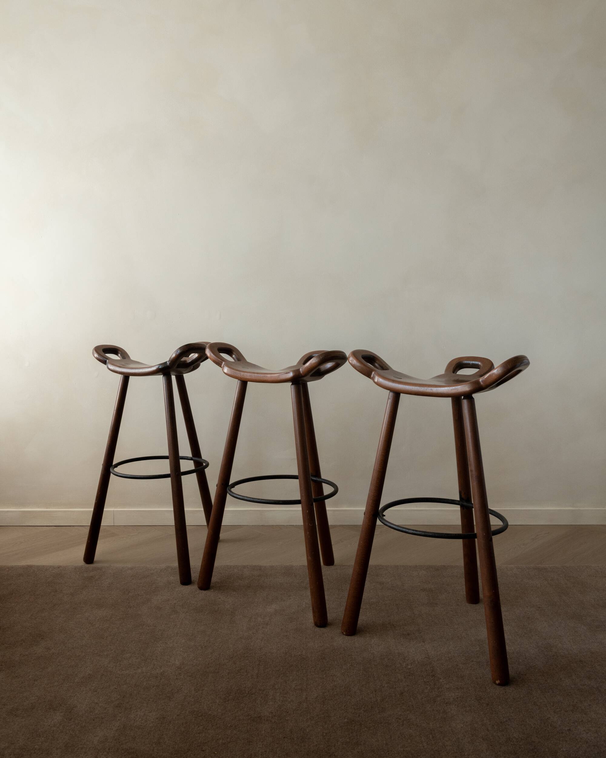 Vintage Spanish Brutalist Marbella Bar Stools by Confonorm, 1970s, Set of 3
