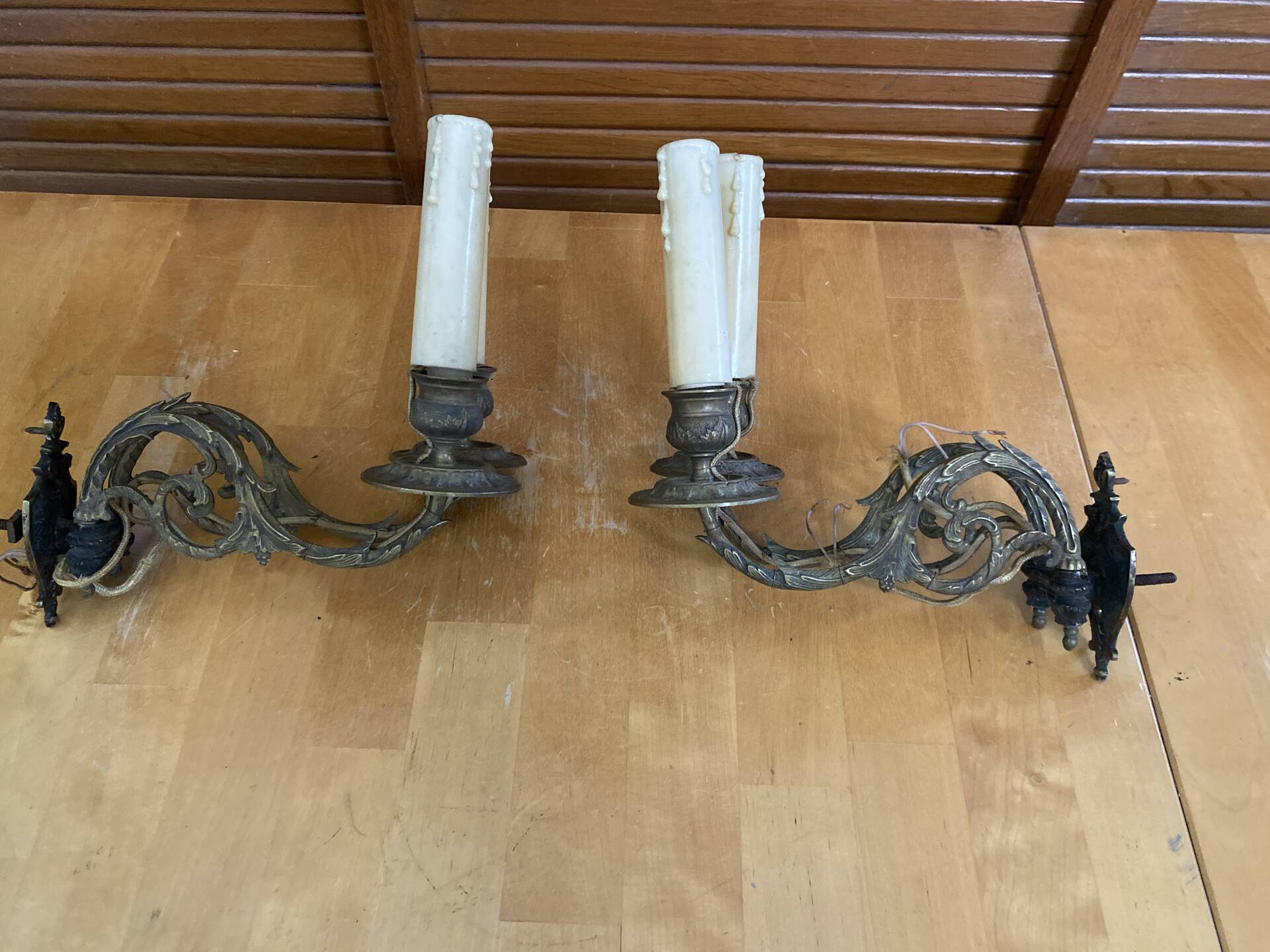 Paire applique piano double ancienne e. muller bronze doré fin xixeme