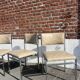 Set of 4 vintage chairs in chrome and faux leather.