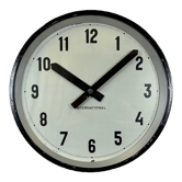 Black Industrial Factory Wall Clock from International, 1950s