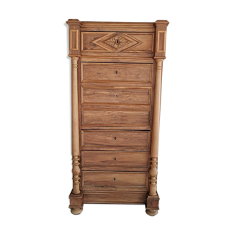 Semainier secretary Henri II in walnut and erable speckled