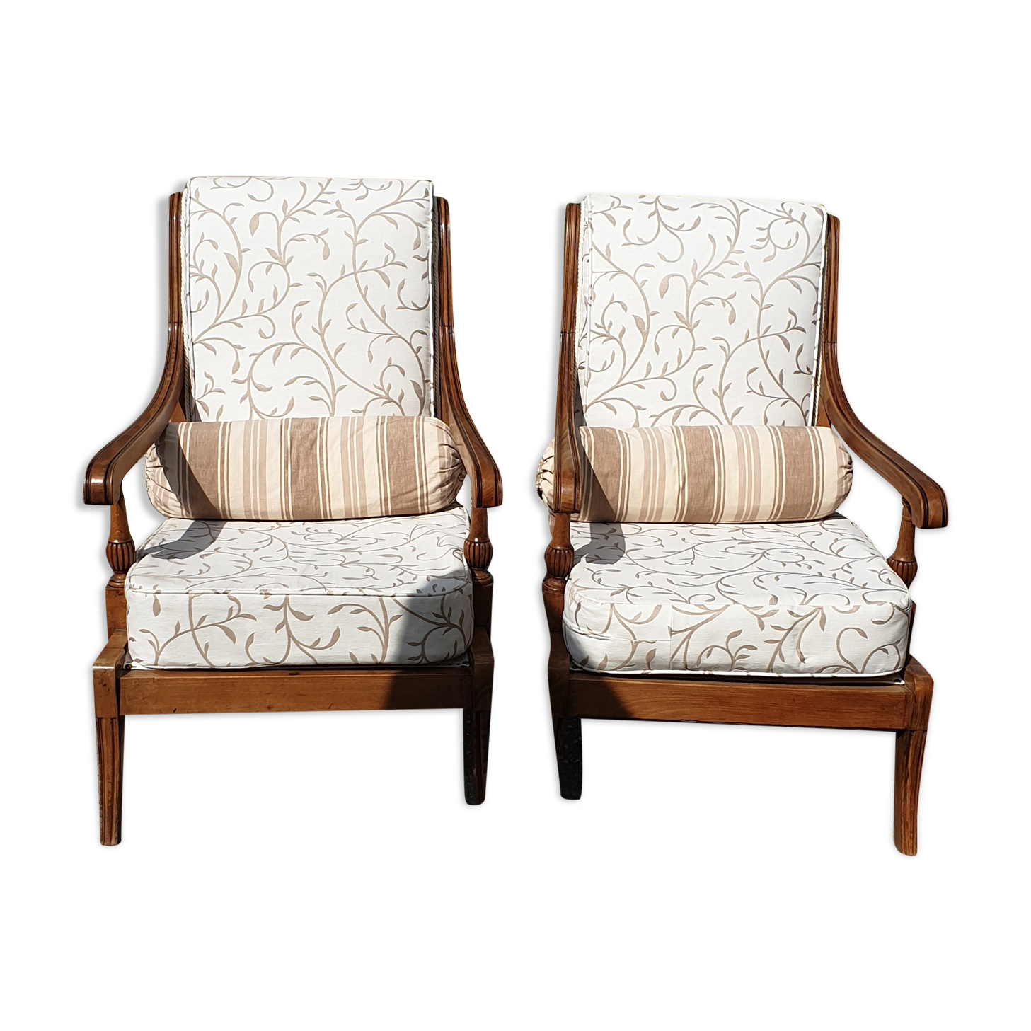 Louis XVI style armchairs in solid cherry wood