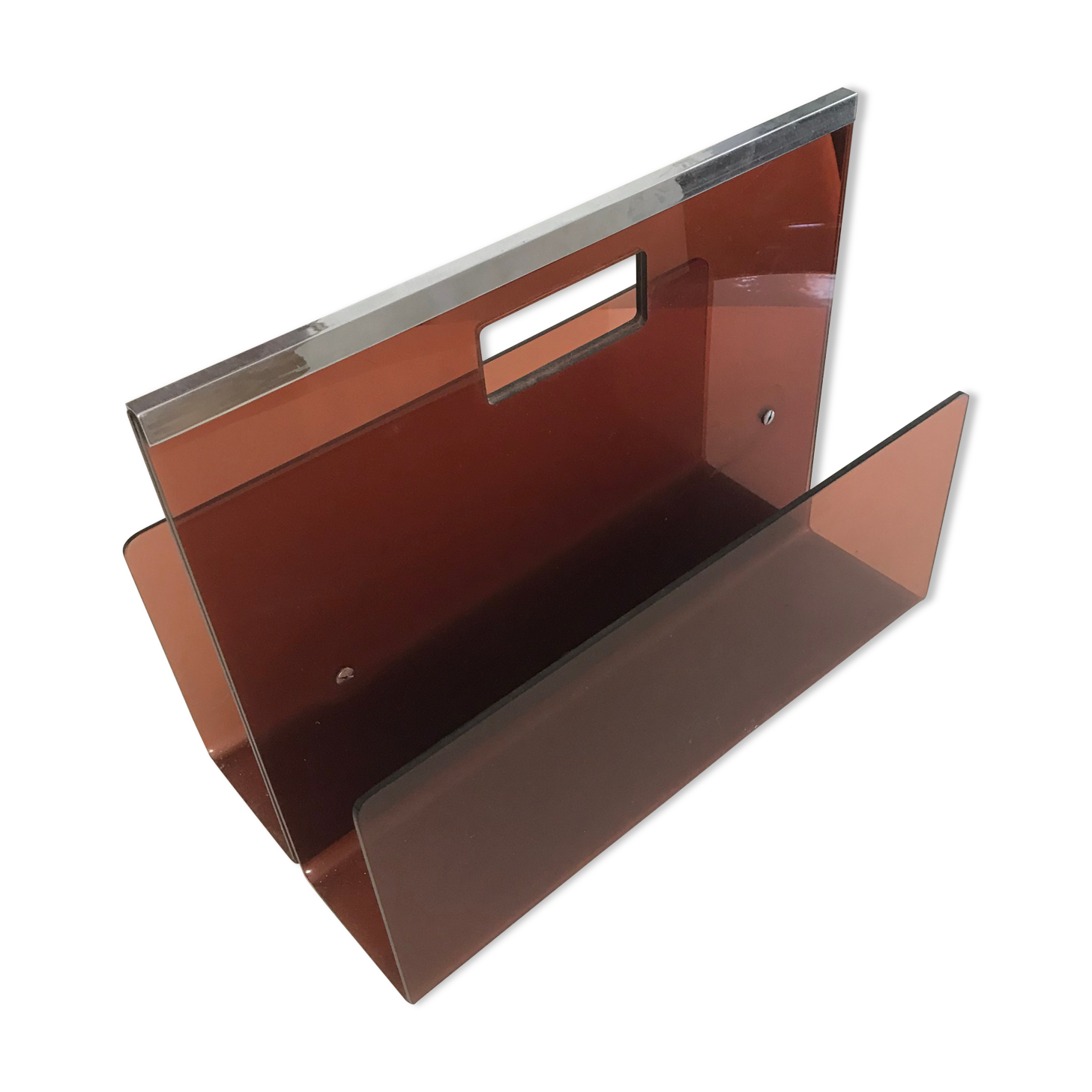 Magazine door Dumas Roche Bobois 70s vintage smoked plexiglass