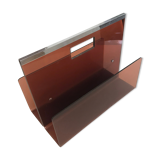 Magazine door Dumas Roche Bobois 70s vintage smoked plexiglass