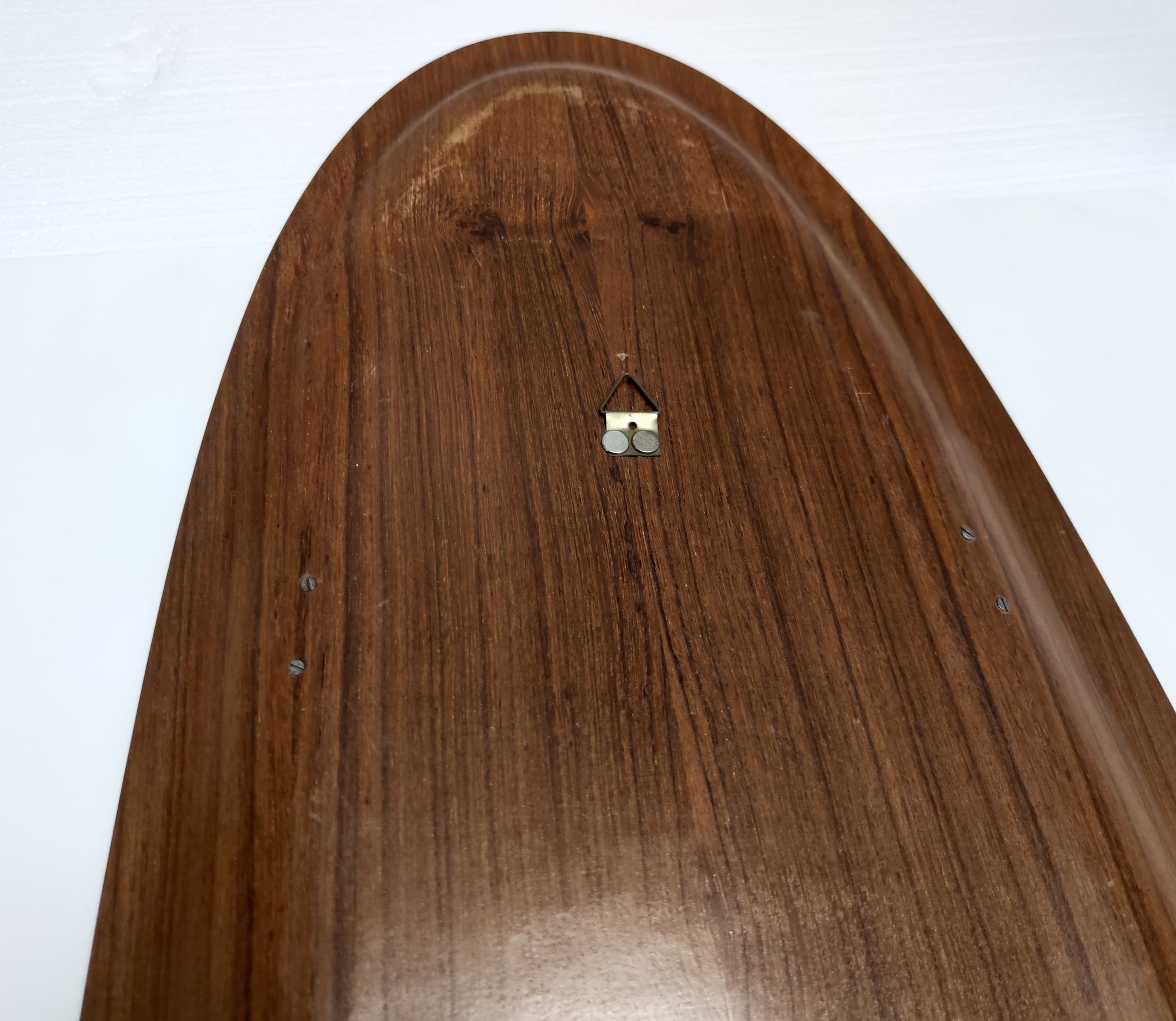 Vintage Postmodern Oval Wall Mirror with a Wooden Frame, Italy