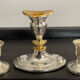 Trio de bougeoirs vintage en métal argenté et doré années 70