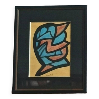 Abstract art painting signed Cantrel