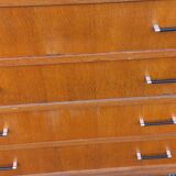 Vintage oak commode with tapered legs and wings from the 1950s.
