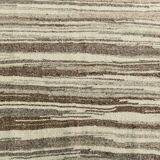 8x11 Brown Beige Minimalist Handmade Wool Kilim Rug, 226x350Cm