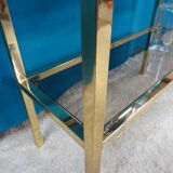 Shelf metal gilded smoked glasses 70's