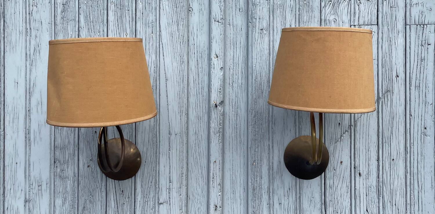 Two cornet-shaped wall lights