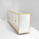 Brass sideboard with mirror and plexiglass legs by Michel Pigneres, 1970