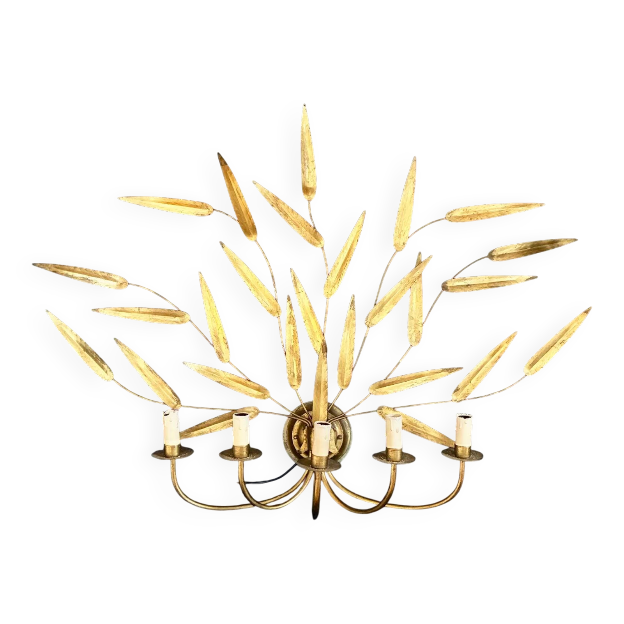 Large wall lamp "Leaves" in brass - 1970.