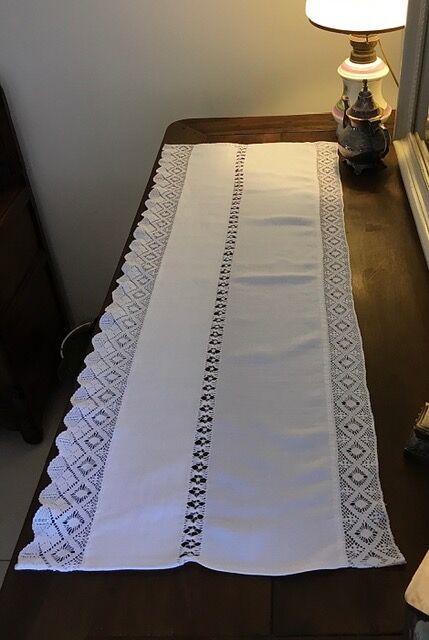 Old furniture top embroidery with spindle
