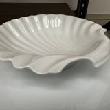 Vintage shell-shaped white earthenware dish d 27 cm / h 7 cm