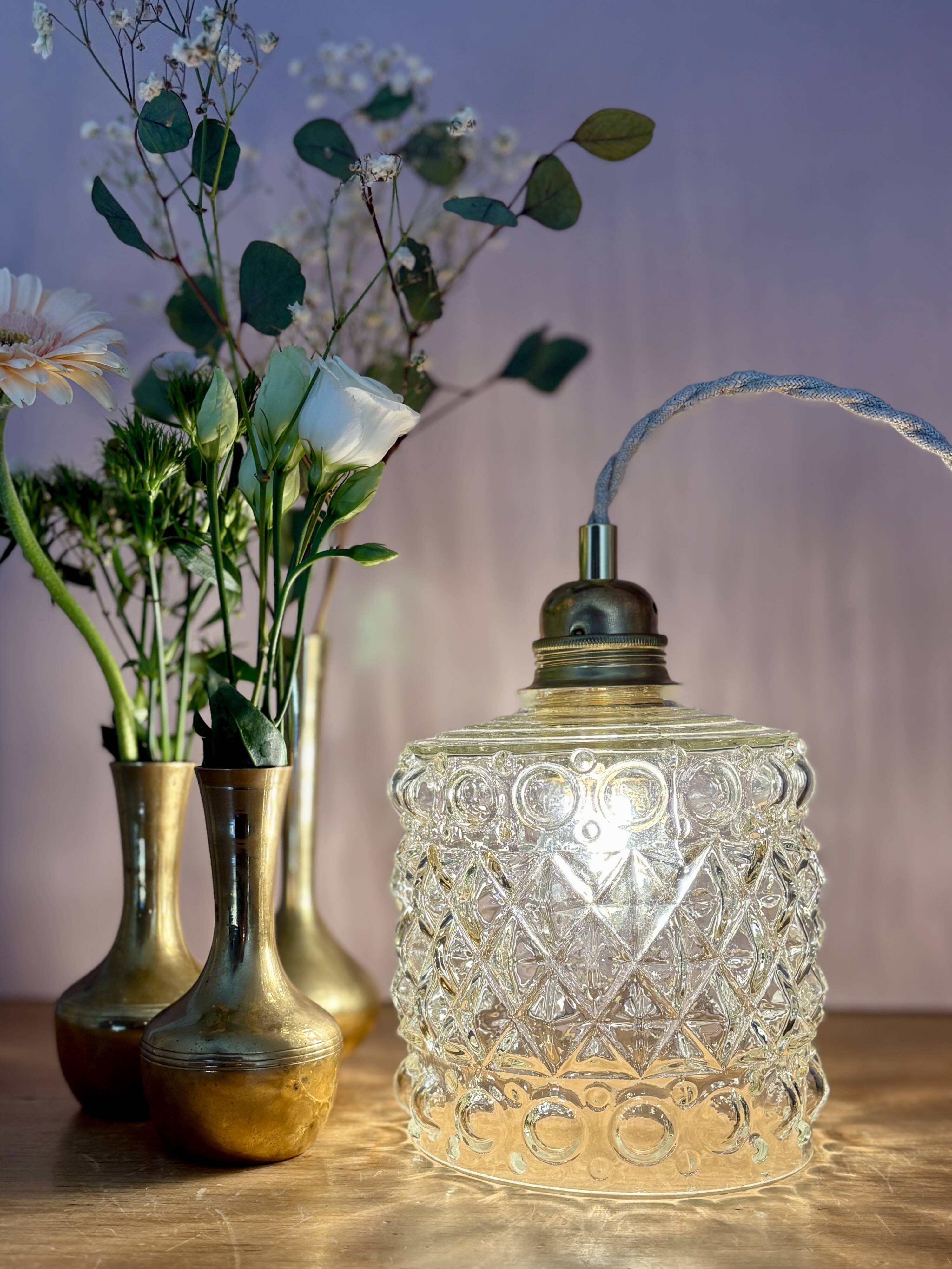 Suspension globe vintage en verre (GEO1)