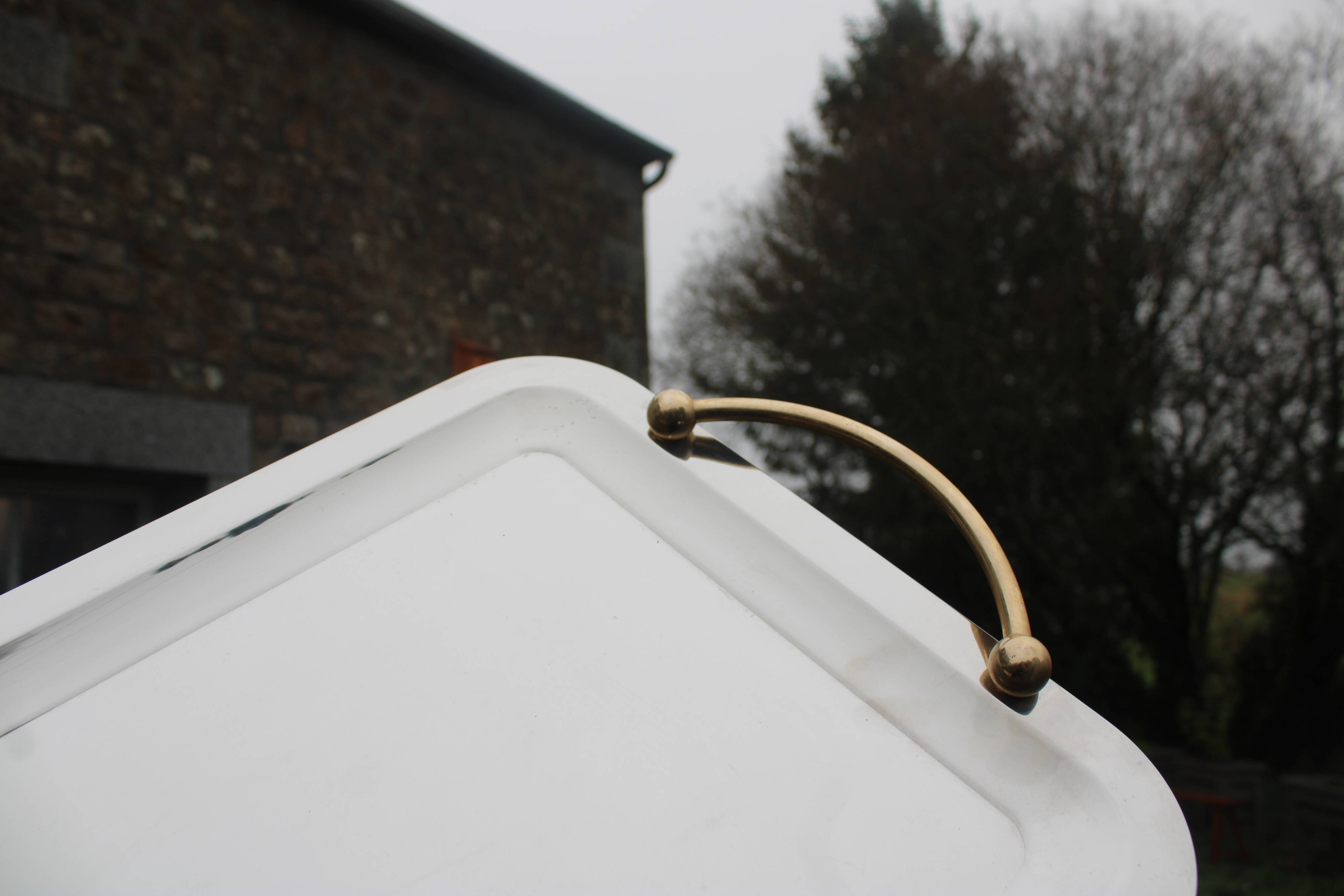 GUY DEGRENNE Serving Tray – Stainless Steel & Brass Handles – France