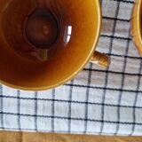 Set of 4 caramel enamel cups and bowls