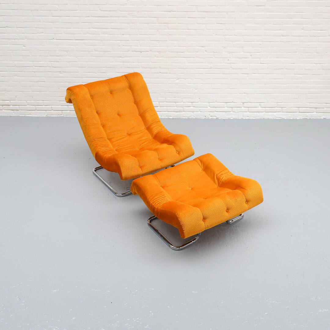Fauteuil et repose-pieds Dux Formula années 1970