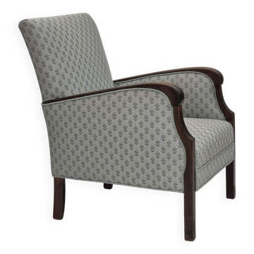 1950s, Danish vintage lounge chair, reupholstered, blend wool fabric.