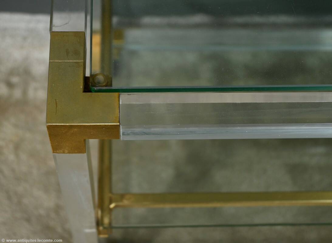 Rolling acrylic and brass serving table – 1960