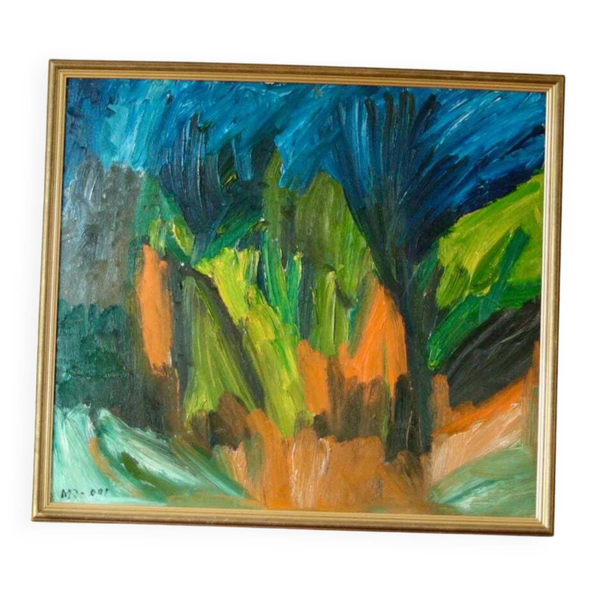 Huile sur panneau suédoise originale vintage – « Abstrait »