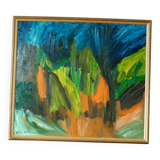 Huile sur panneau suédoise originale vintage – « Abstrait »