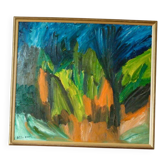 Huile sur panneau suédoise originale vintage – « Abstrait »