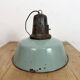 Industrial Petrol Enamel Factory Lamp with Cast Iron Top, 1960s