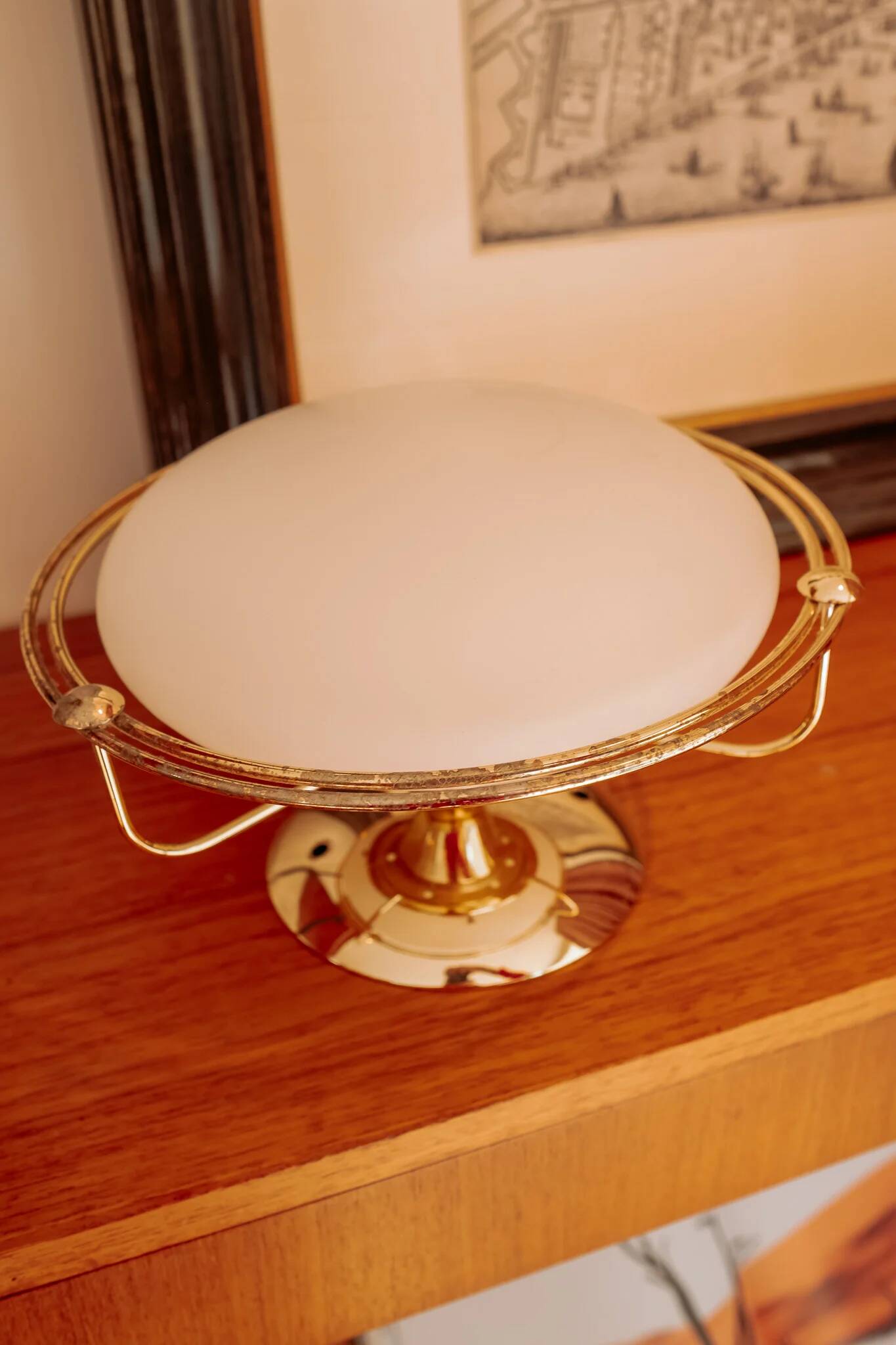 Vintage ceiling light Steinhauer with opal glass