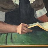 Huile sur toile « polonaise à sa lecture » de a. markowicz – début xxe