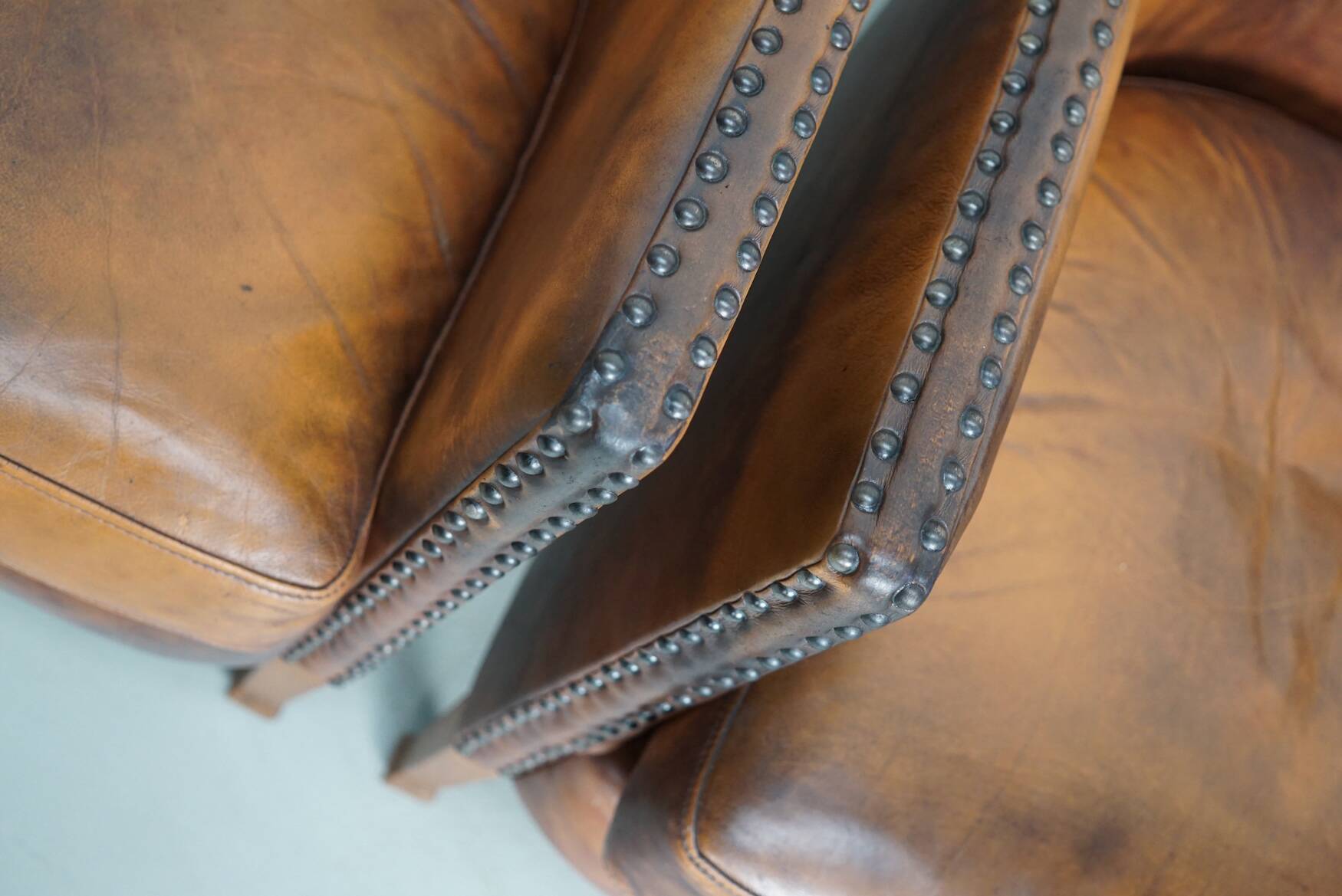 Vintage Dutch Cognac-Coloured Leather Club Chair, Lot of 2