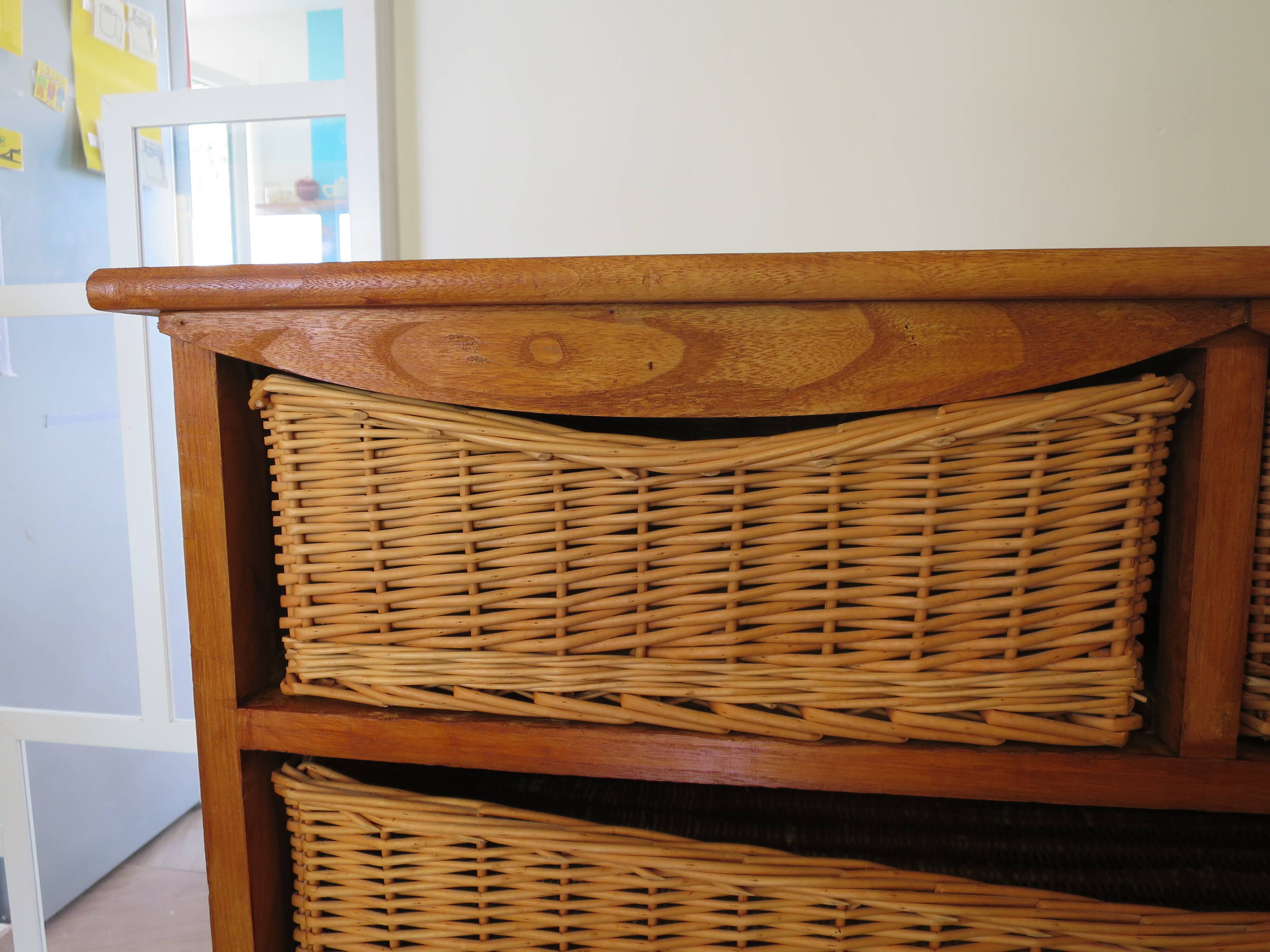 Storage furniture - wooden chest of drawers - 8 wicker drawers - bohemian countryside