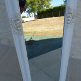 Wooden mirror on psyche foot tilting white gold with moldings