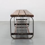 1970s Pine Tree Bench with Iron Base, Czechoslovakia