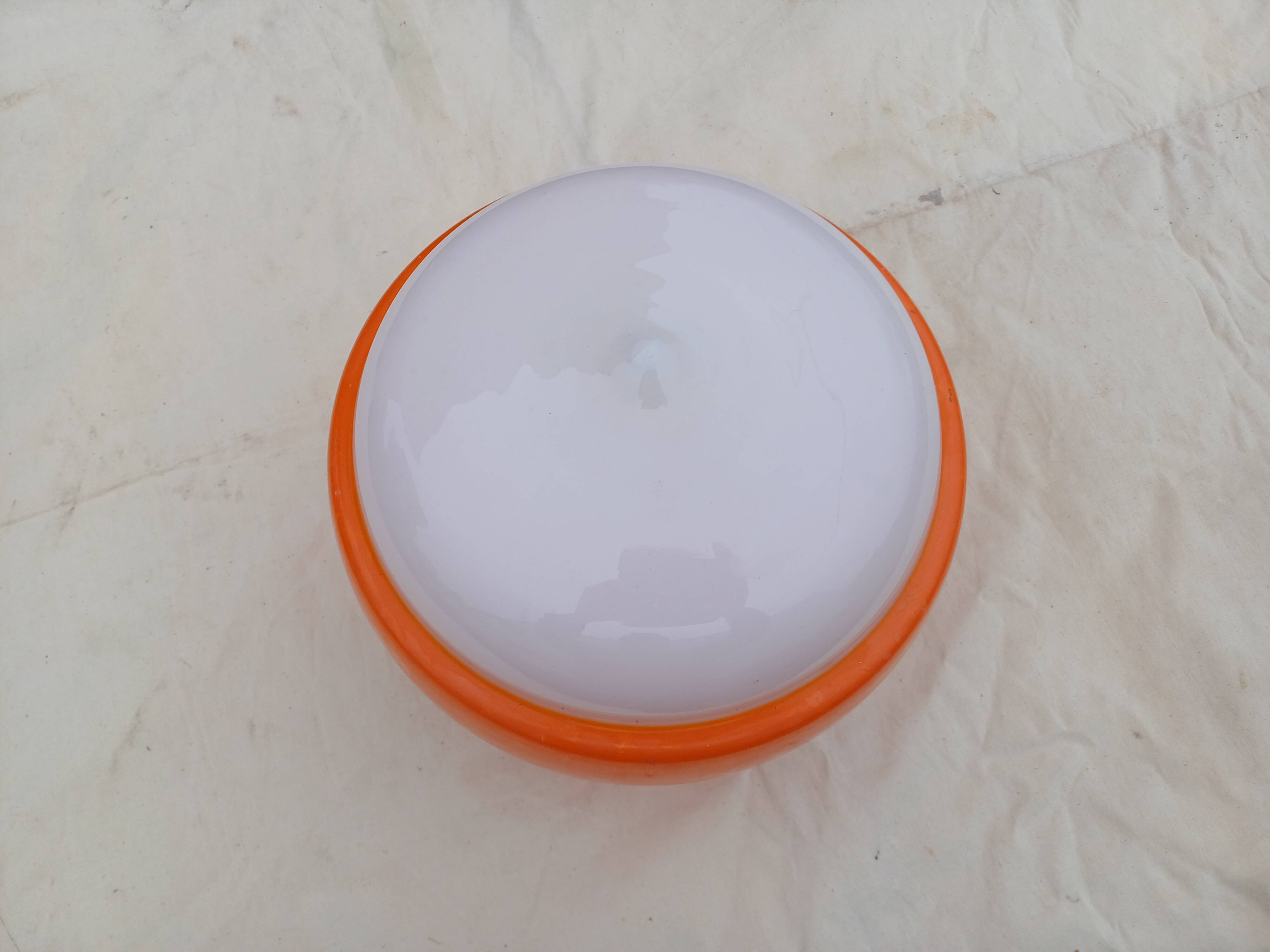 Vintage Opaline Orange and White Pendant Light