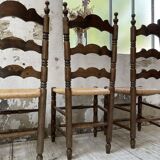 Set of rustic Provençal mulched chairs