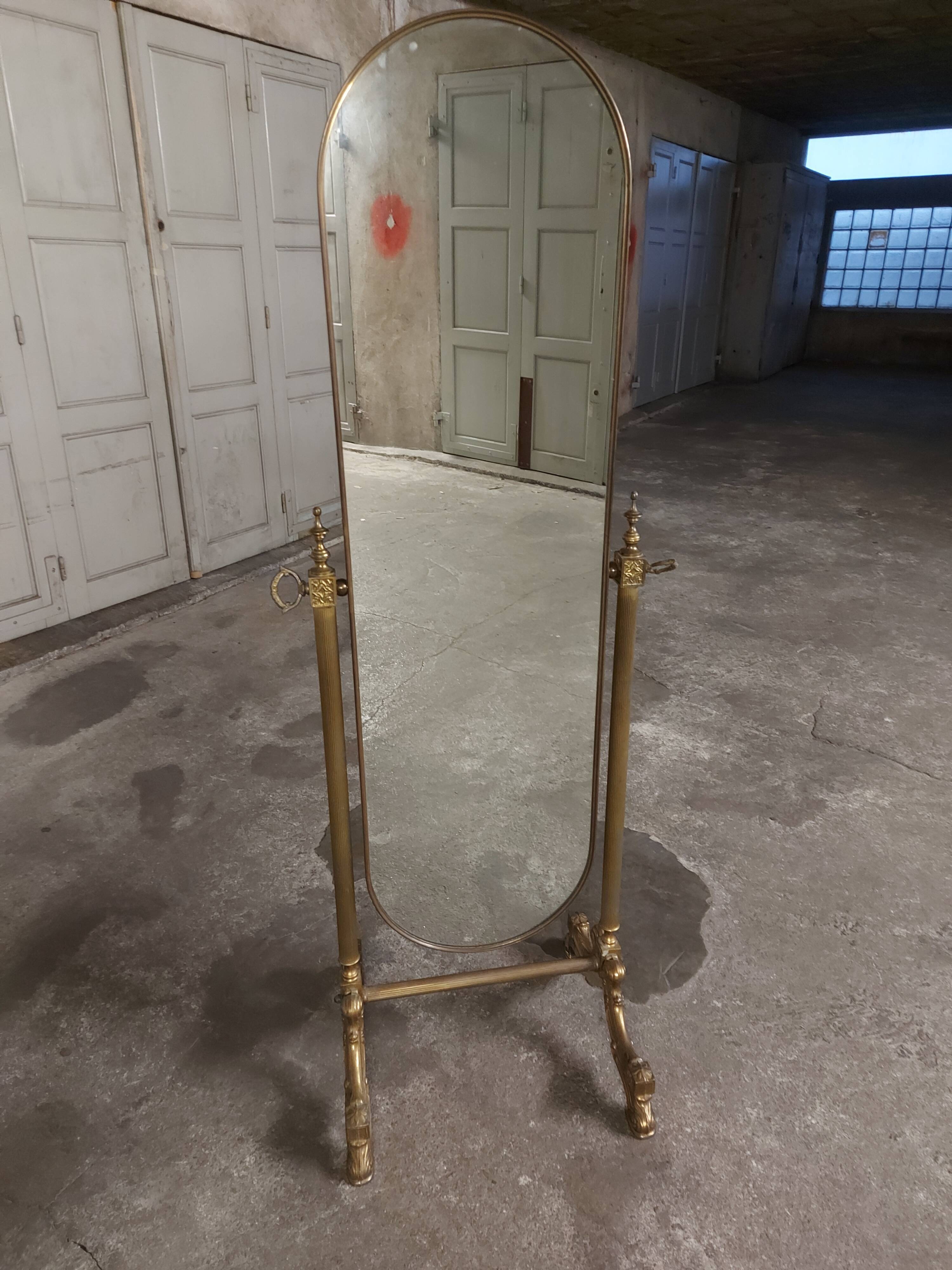 Psyche mirror in vintage gilded bronze