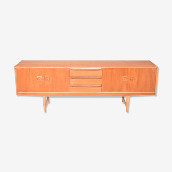 Restored Danish Style Long Teak Sideboard Cabinet