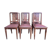6 Art Deco period chairs in mahogany and leather