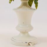 Hand-painted Toleware table lamp with wild apple blossom flowers, Salvadori, Italy, 1950s.