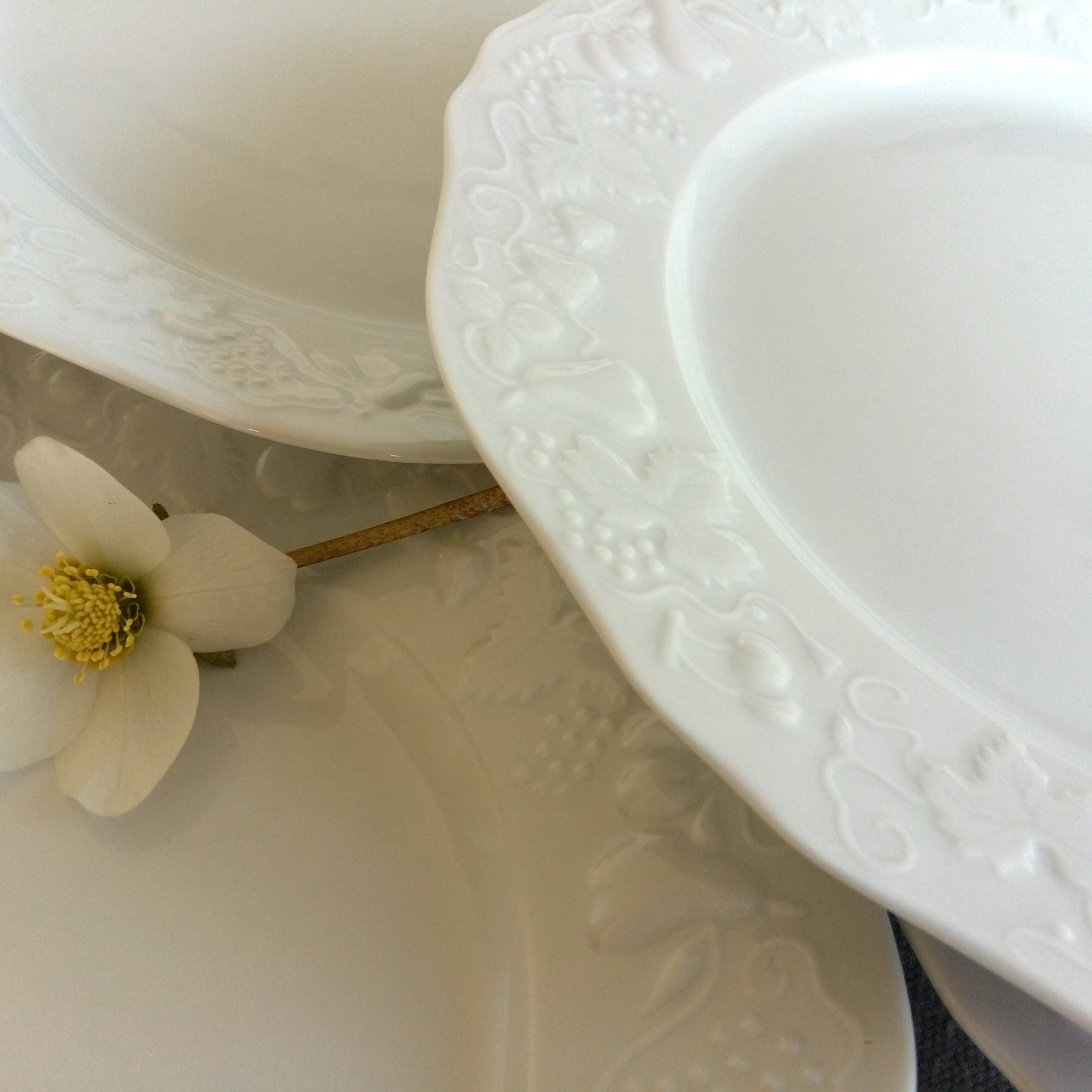 SIX Limoges Dinner Plates.  White Limoges Porcelain Plates.