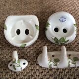 Set of hooks and soap holder