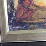 Huile sur panneau originale suédoise du milieu du siècle « portrait d'une fille » par björn larsen - vintage et encadrée