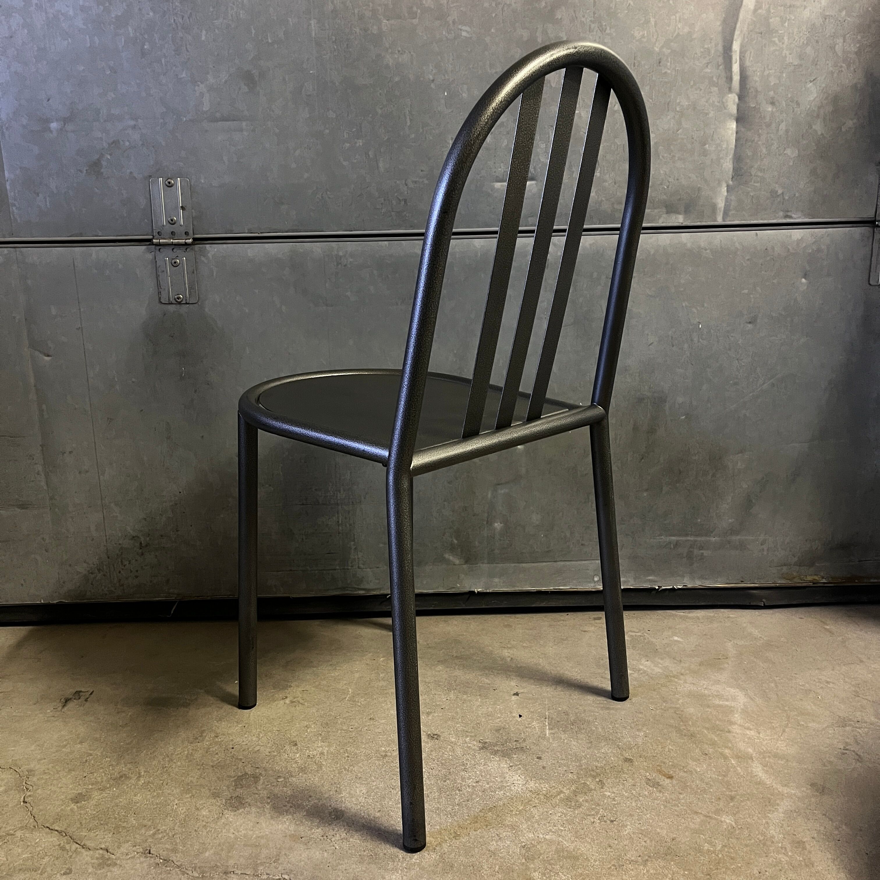 Set of 4 grey metal chairs no. 222 by Robert Mallet-Stevens, edition 80